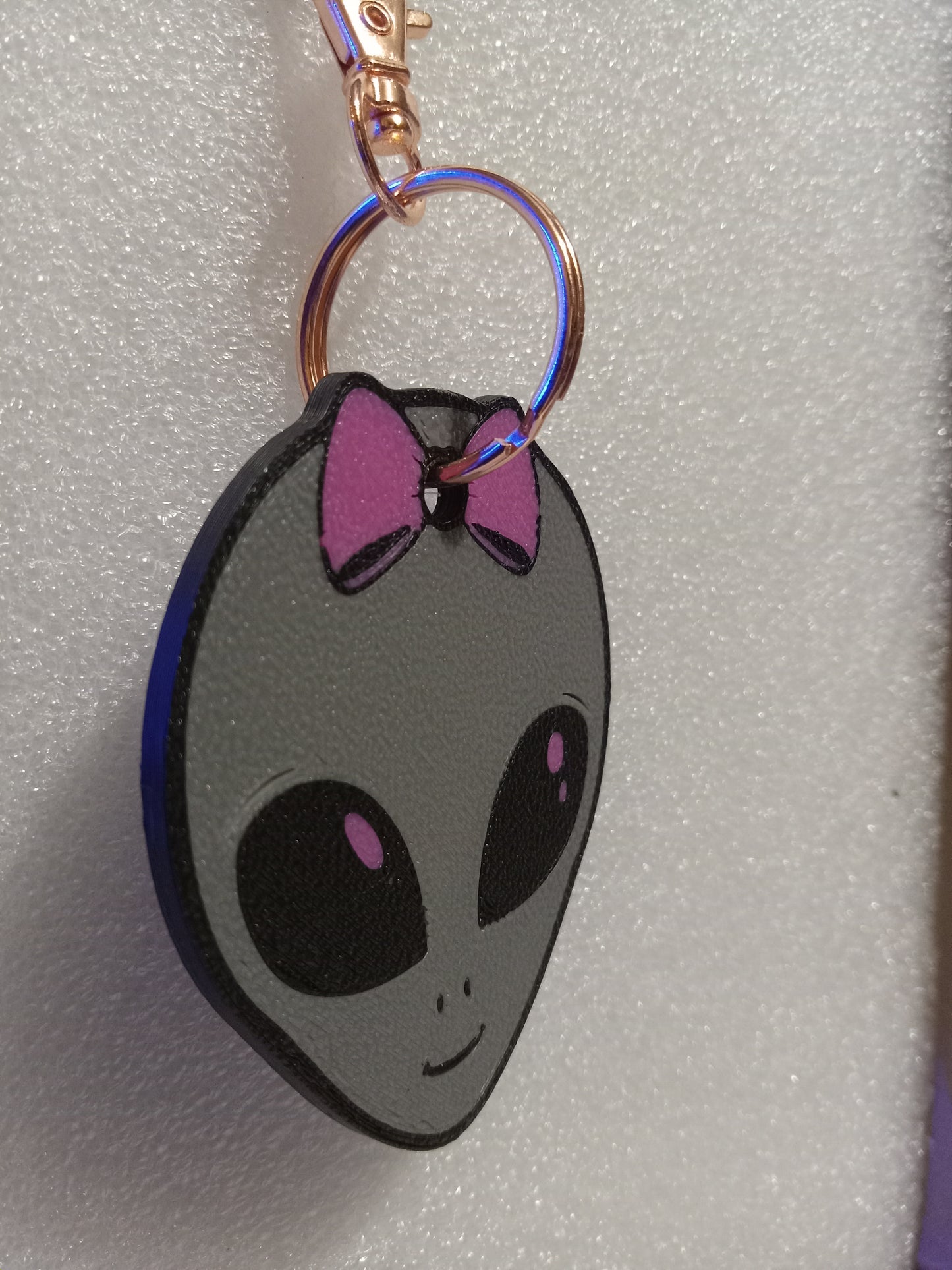 Lil-ien the Cute Alien Keychain - Grey/Pink