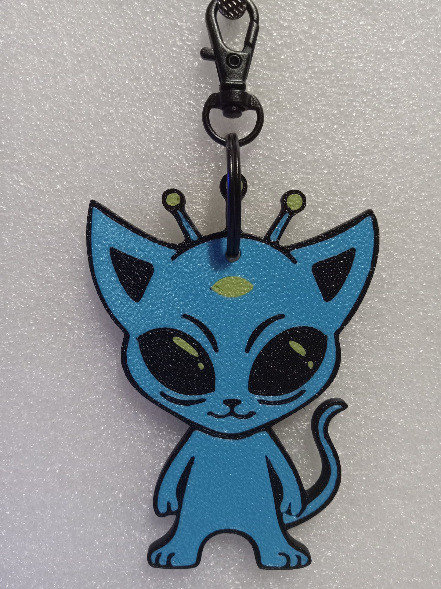 Cosmic Kitty the Alien Cat Keychain - Blue/Green