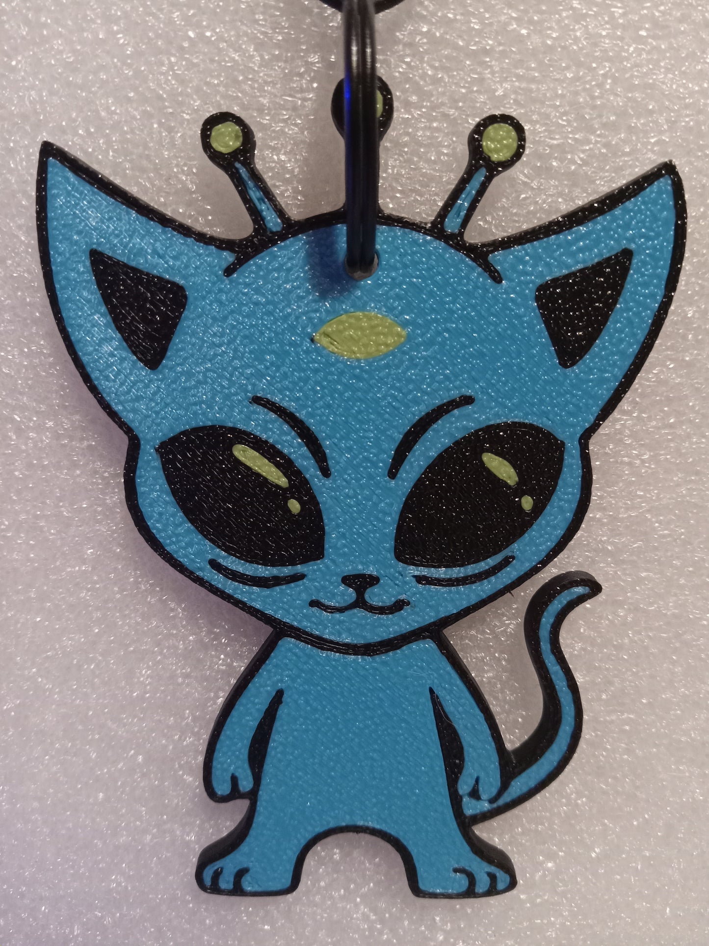 Cosmic Kitty the Alien Cat Keychain - Blue/Green