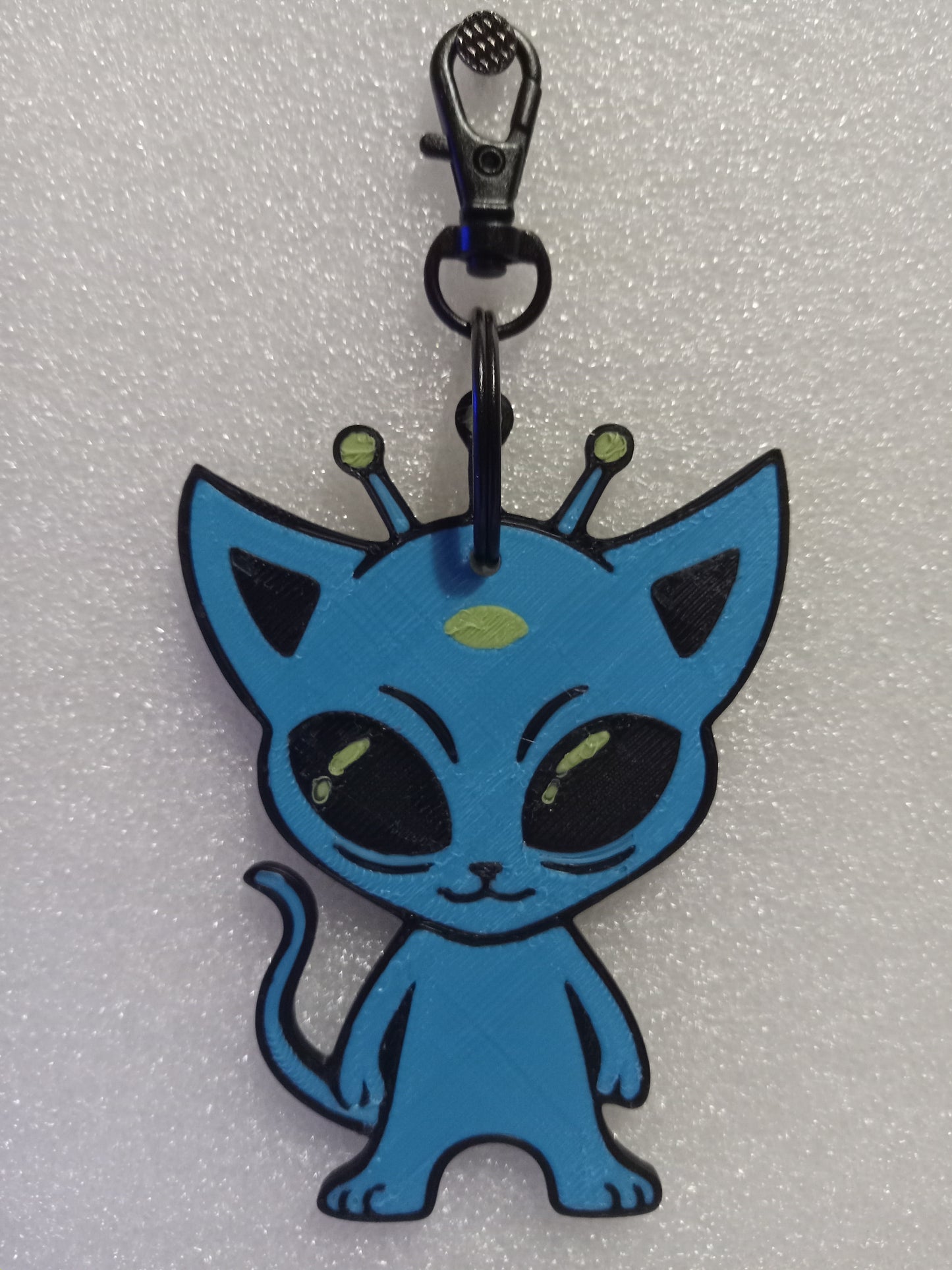 Cosmic Kitty the Alien Cat Keychain - Blue/Green
