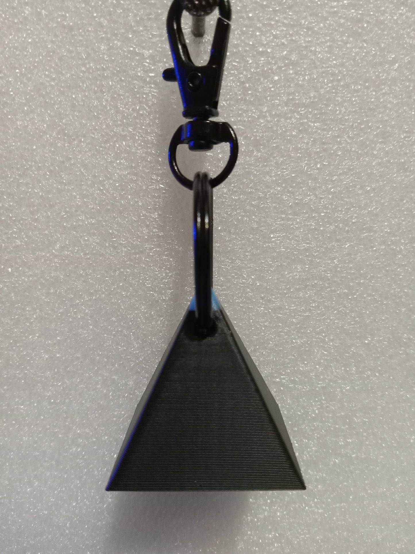 Black Pyramid Keychain with Glow In The Dark Alien Head and Top - Blue