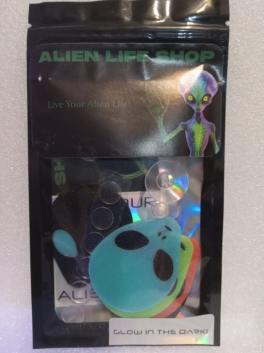 Small Alien Head Stickums - Glow In The Dark